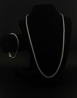 Versilberte Arm- und Halskette aus Eisen – Robuste Eleganz