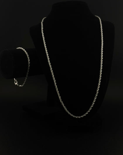 Versilberte Arm- und Halskette aus Eisen – Robuste Eleganz