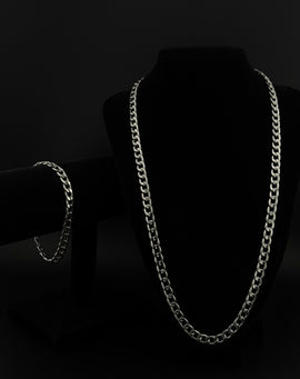 Elegante Cuban Link Arm- und Halskette aus Edelstahl
