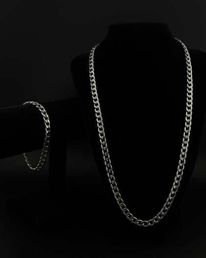Elegante Cuban Link Arm- und Halskette aus Edelstahl
